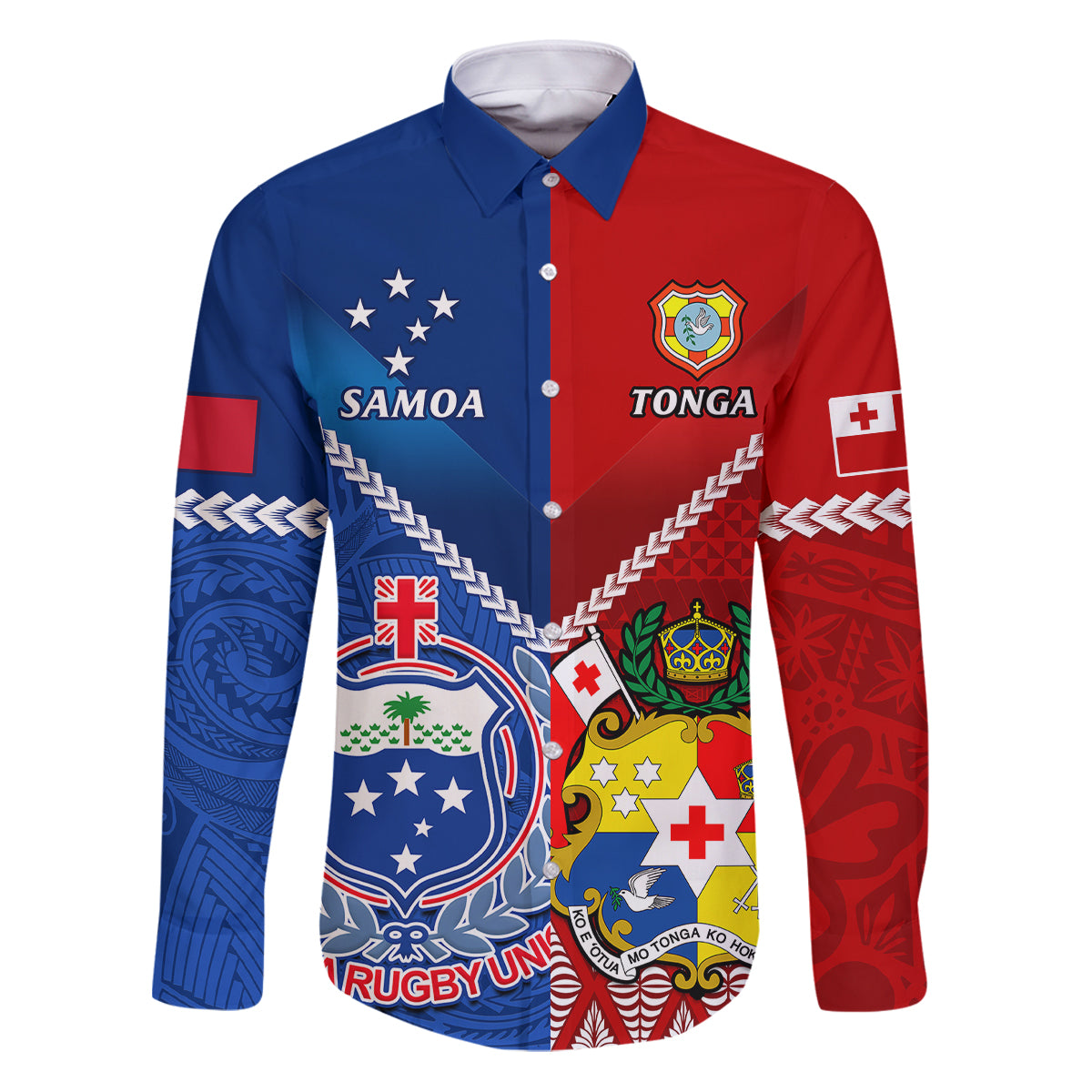 Custom Samoa And Tonga Rugby Family Matching Puletasi Dress and Hawaiian Shirt 2023 World Cup Manu Samoa With Ikale Tahi - Wonder Print Shop