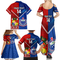 Custom Samoa And Tonga Rugby Family Matching Summer Maxi Dress and Hawaiian Shirt 2023 World Cup Manu Samoa With Ikale Tahi - Wonder Print Shop