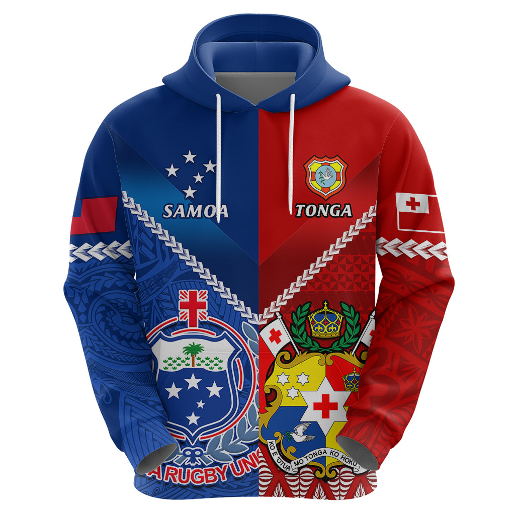 Custom Samoa And Tonga Rugby Hoodie 2023 World Cup Manu Samoa With Ikale Tahi - Wonder Print Shop