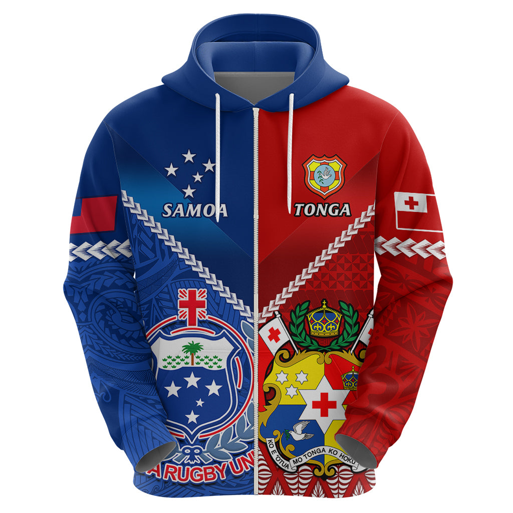 Custom Samoa And Tonga Rugby Hoodie 2023 World Cup Manu Samoa With Ikale Tahi - Wonder Print Shop