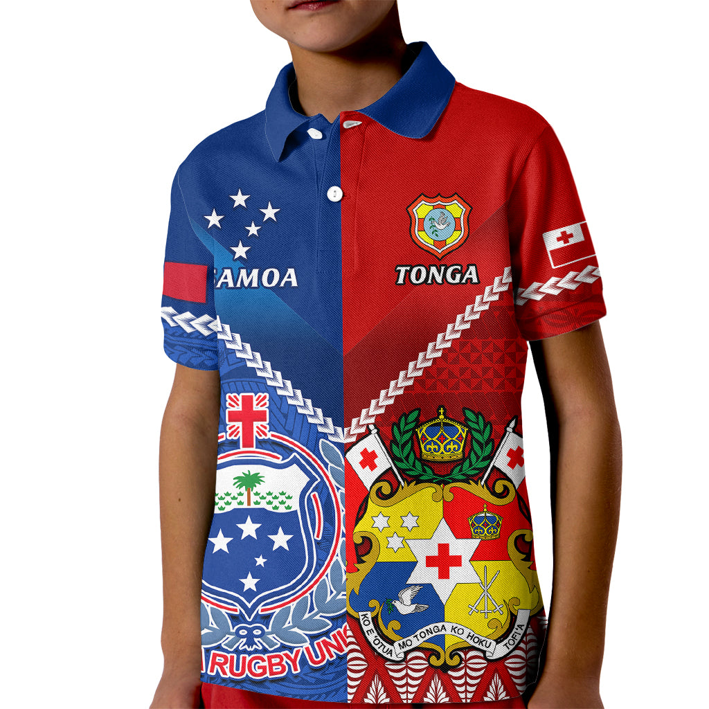 Custom Samoa And Tonga Rugby Kid Polo Shirt 2023 World Cup Manu Samoa With Ikale Tahi - Wonder Print Shop
