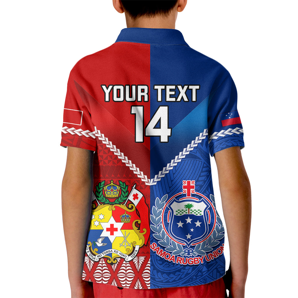 Custom Samoa And Tonga Rugby Kid Polo Shirt 2023 World Cup Manu Samoa With Ikale Tahi - Wonder Print Shop