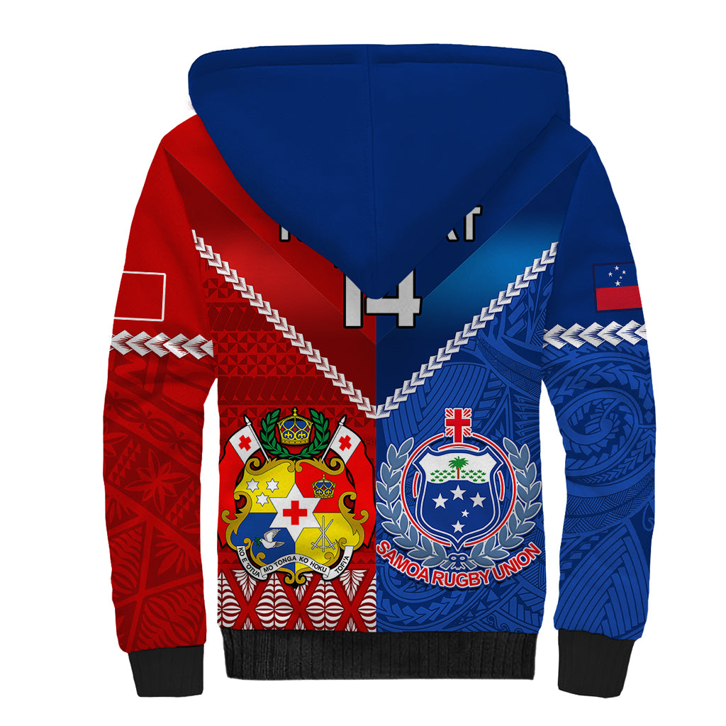 Custom Samoa And Tonga Rugby Sherpa Hoodie 2023 World Cup Manu Samoa With Ikale Tahi - Wonder Print Shop