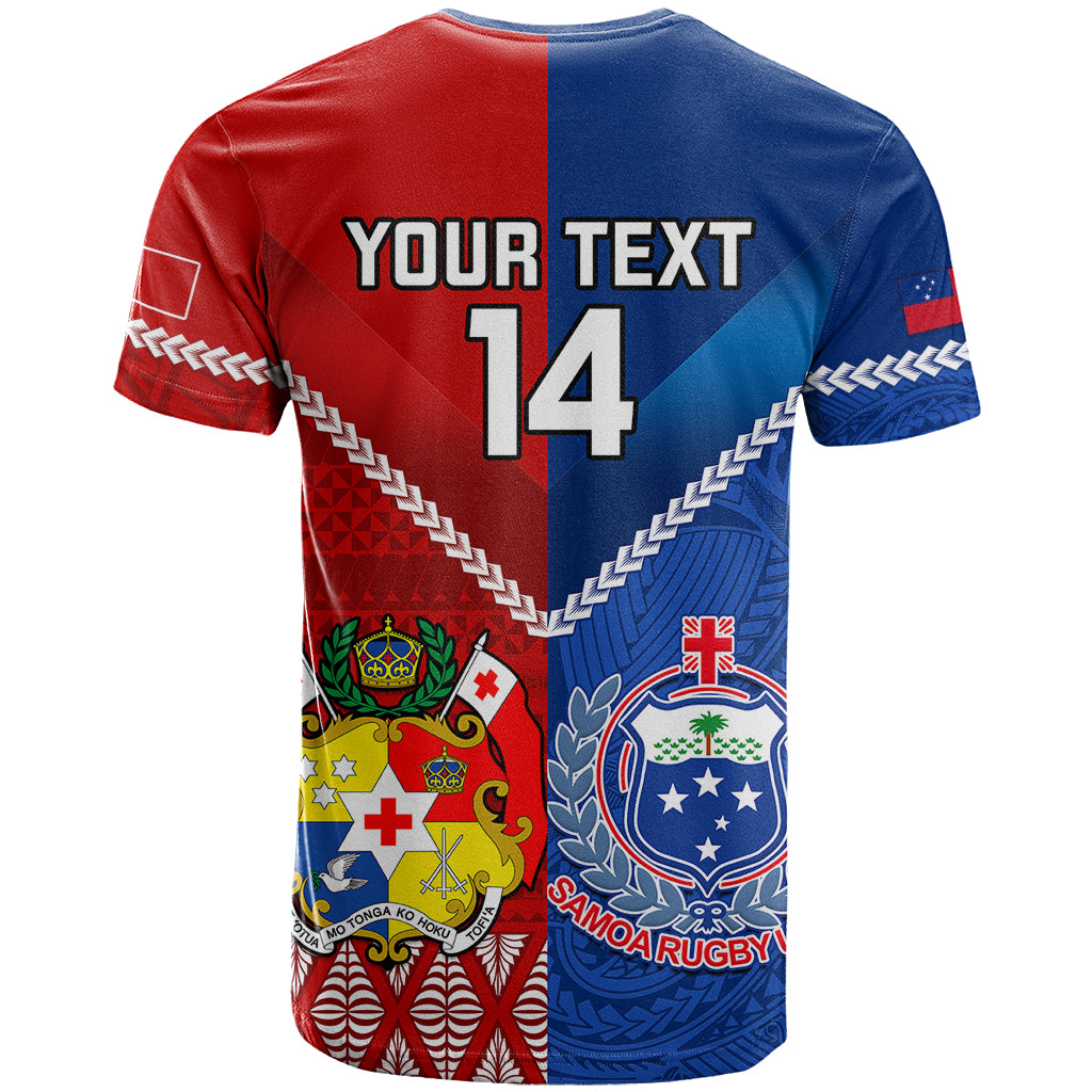 Custom Samoa And Tonga Rugby T Shirt 2023 World Cup Manu Samoa With Ikale Tahi - Wonder Print Shop