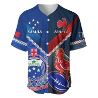 Samoa And France Rugby Baseball Jersey 2023 World Cup Manu Samoa With Les Bleus - Wonder Print Shop