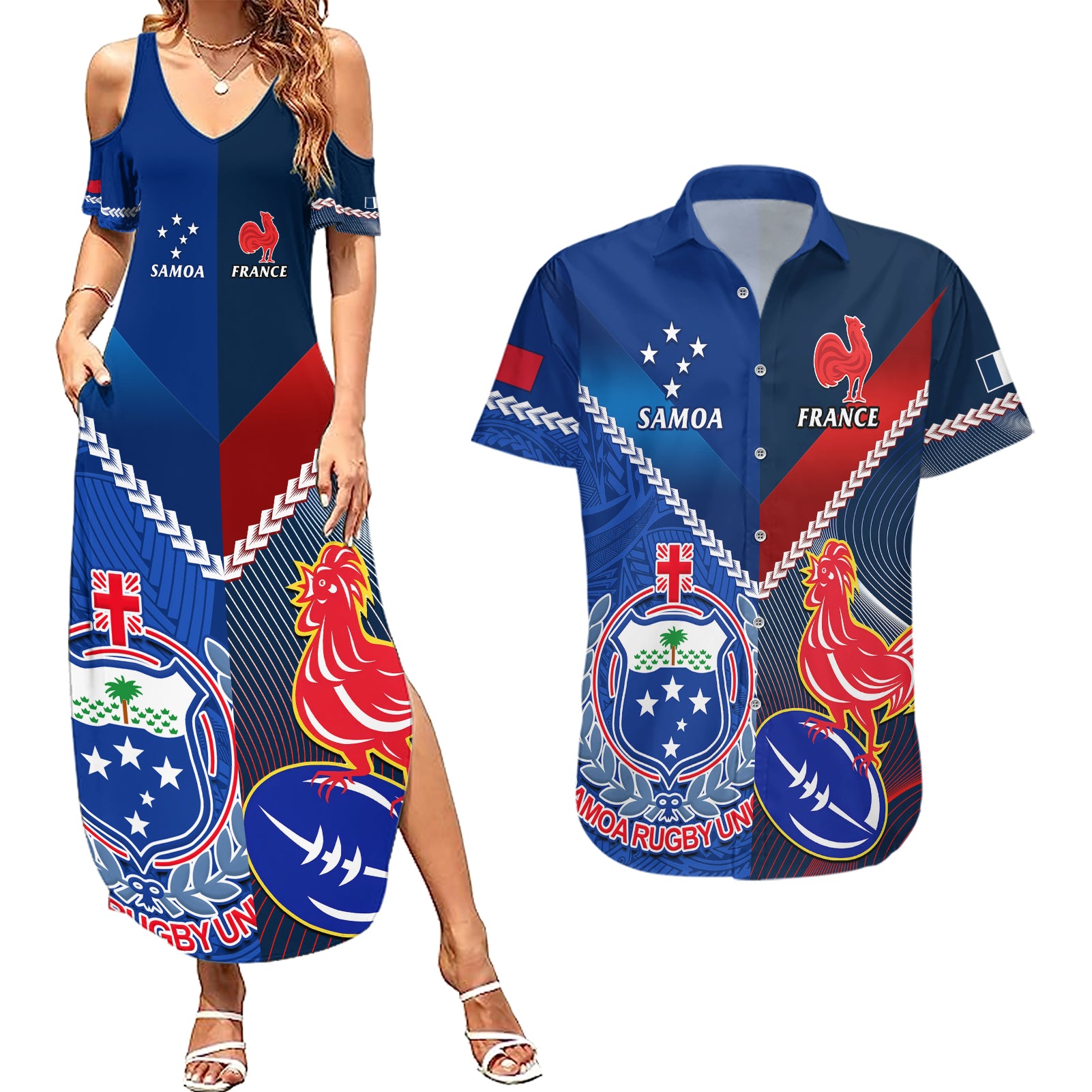 samoa-and-france-rugby-couples-matching-summer-maxi-dress-and-hawaiian-shirt-2023-world-cup-manu-samoa-with-les-bleus