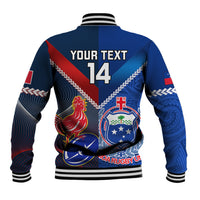 Custom Samoa And France Rugby Baseball Jacket 2023 World Cup Manu Samoa With Les Bleus - Wonder Print Shop