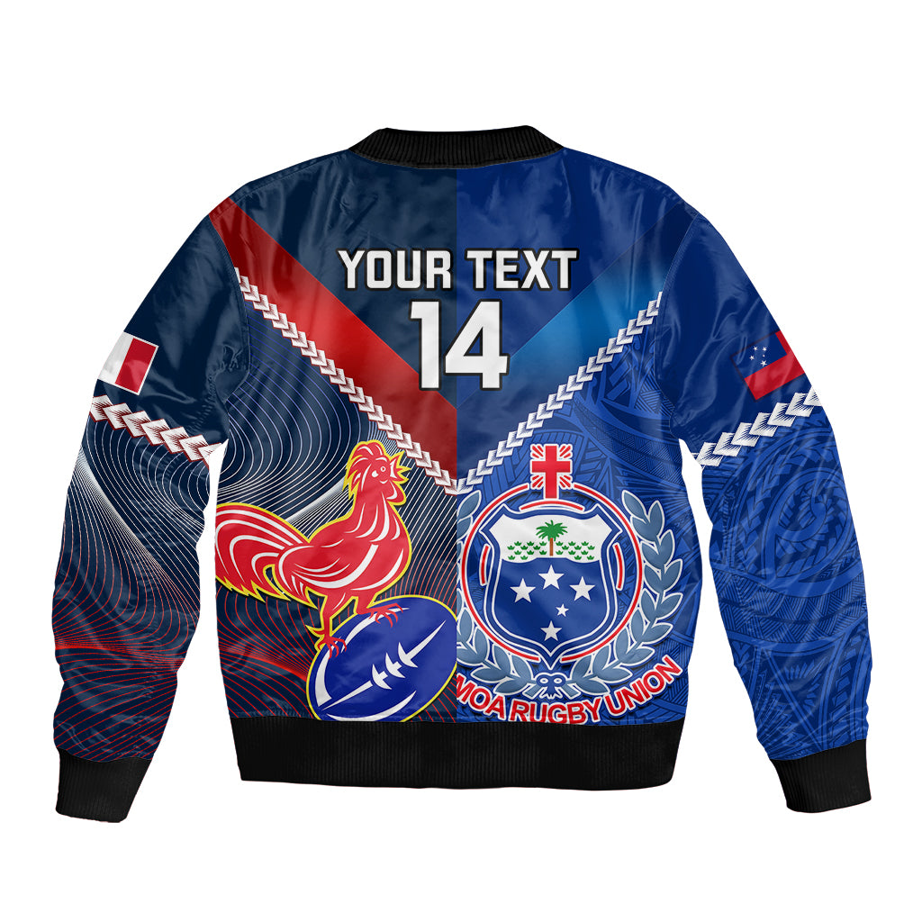 Custom Samoa And France Rugby Bomber Jacket 2023 World Cup Manu Samoa With Les Bleus - Wonder Print Shop