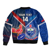Custom Samoa And France Rugby Bomber Jacket 2023 World Cup Manu Samoa With Les Bleus - Wonder Print Shop