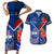 Custom Samoa And France Rugby Couples Matching Short Sleeve Bodycon Dress and Hawaiian Shirt 2023 World Cup Manu Samoa With Les Bleus - Wonder Print Shop