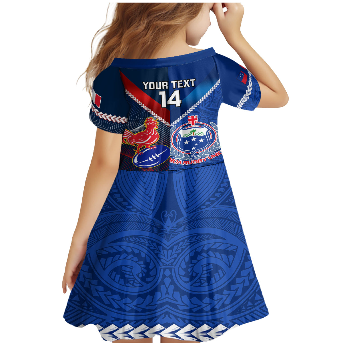 Custom Samoa And France Rugby Family Matching Mermaid Dress and Hawaiian Shirt 2023 World Cup Manu Samoa With Les Bleus - Wonder Print Shop