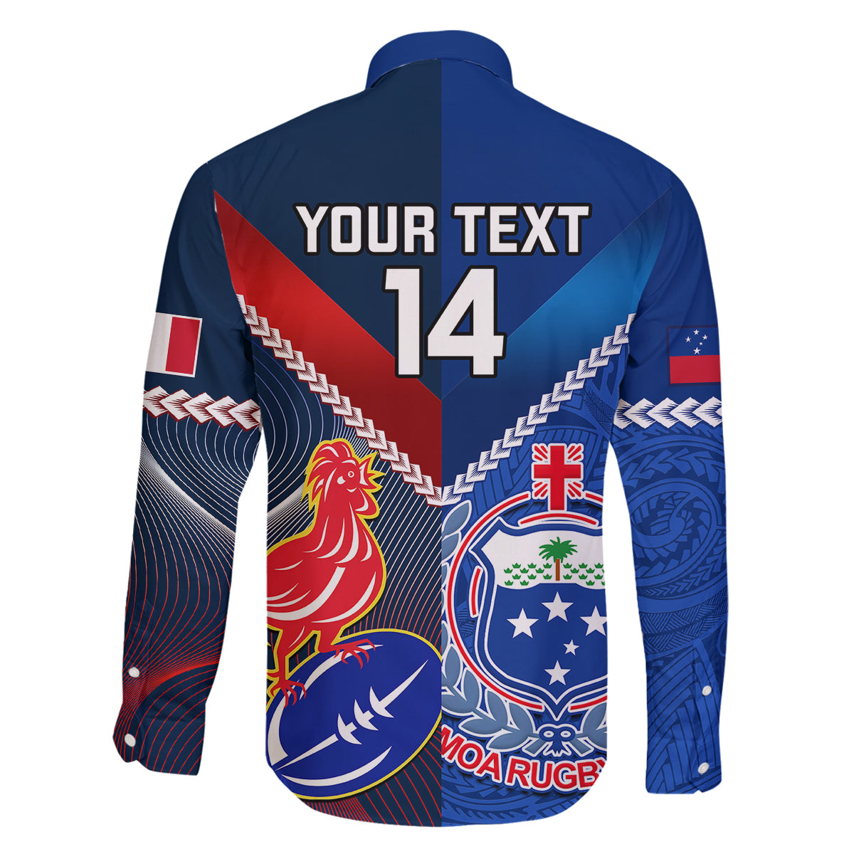 Custom Samoa And France Rugby Family Matching Mermaid Dress and Hawaiian Shirt 2023 World Cup Manu Samoa With Les Bleus - Wonder Print Shop