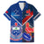 Custom Samoa And France Rugby Family Matching Off Shoulder Short Dress and Hawaiian Shirt 2023 World Cup Manu Samoa With Les Bleus - Wonder Print Shop