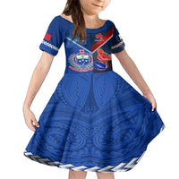 Custom Samoa And France Rugby Family Matching Puletasi Dress and Hawaiian Shirt 2023 World Cup Manu Samoa With Les Bleus - Wonder Print Shop