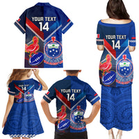 Custom Samoa And France Rugby Family Matching Puletasi Dress and Hawaiian Shirt 2023 World Cup Manu Samoa With Les Bleus - Wonder Print Shop