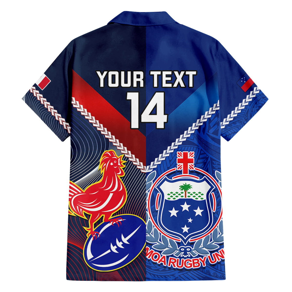 Custom Samoa And France Rugby Family Matching Puletasi Dress and Hawaiian Shirt 2023 World Cup Manu Samoa With Les Bleus - Wonder Print Shop