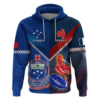 Custom Samoa And France Rugby Hoodie 2023 World Cup Manu Samoa With Les Bleus - Wonder Print Shop