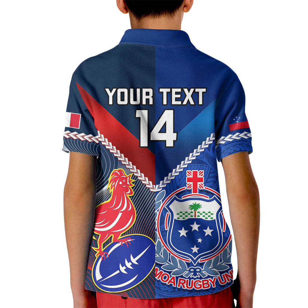 Custom Samoa And France Rugby Kid Polo Shirt 2023 World Cup Manu Samoa With Les Bleus - Wonder Print Shop
