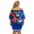 Custom Samoa And France Rugby Off Shoulder Short Dress 2023 World Cup Manu Samoa With Les Bleus - Wonder Print Shop