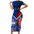 Custom Samoa And France Rugby Short Sleeve Bodycon Dress 2023 World Cup Manu Samoa With Les Bleus - Wonder Print Shop
