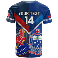 Custom Samoa And France Rugby T Shirt 2023 World Cup Manu Samoa With Les Bleus - Wonder Print Shop