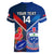 Custom Samoa And France Rugby Women V Neck T Shirt 2023 World Cup Manu Samoa With Les Bleus - Wonder Print Shop