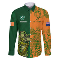 Australia And Ireland Rugby Family Matching Long Sleeve Bodycon Dress and Hawaiian Shirt 2023 World Cup Walllabies With Shamrocks - Wonder Print Shop