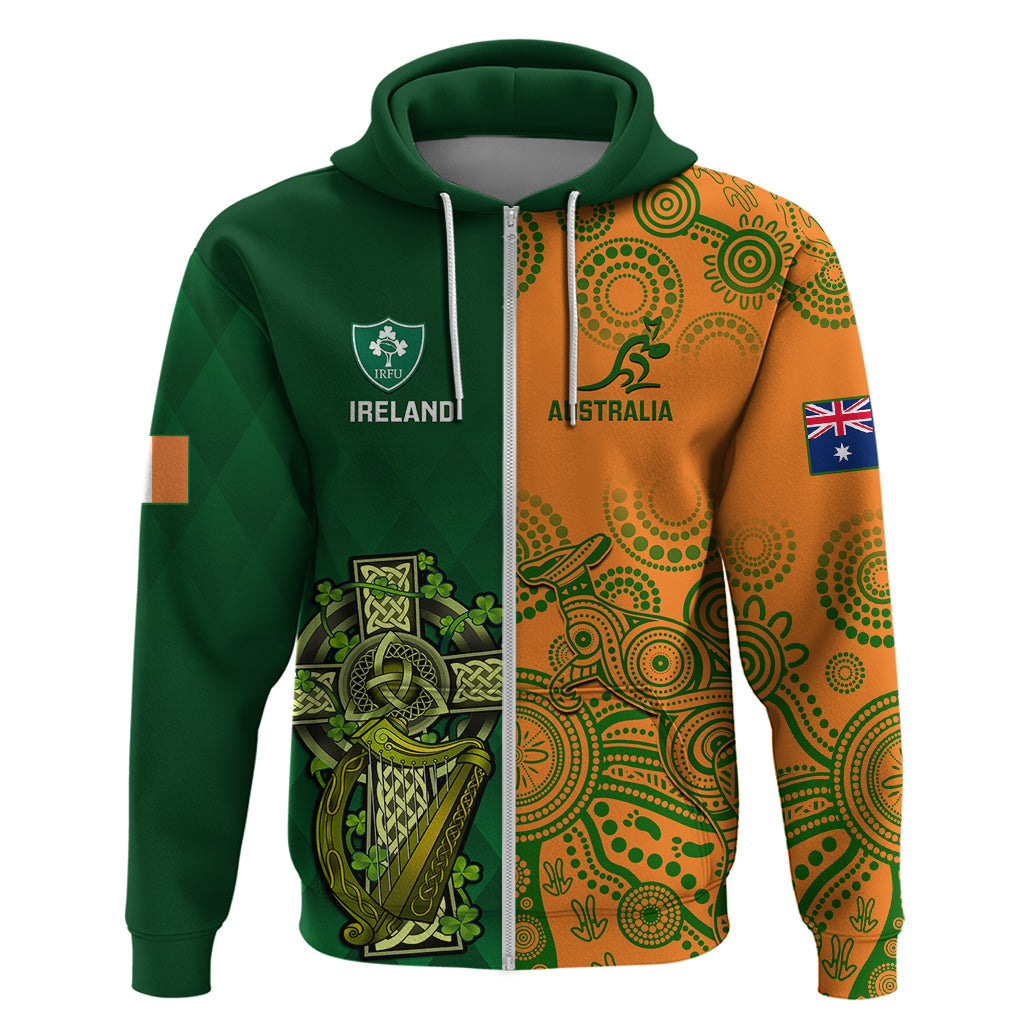 Australia And Ireland Rugby Hoodie 2023 World Cup Walllabies With Shamrocks - Wonder Print Shop
