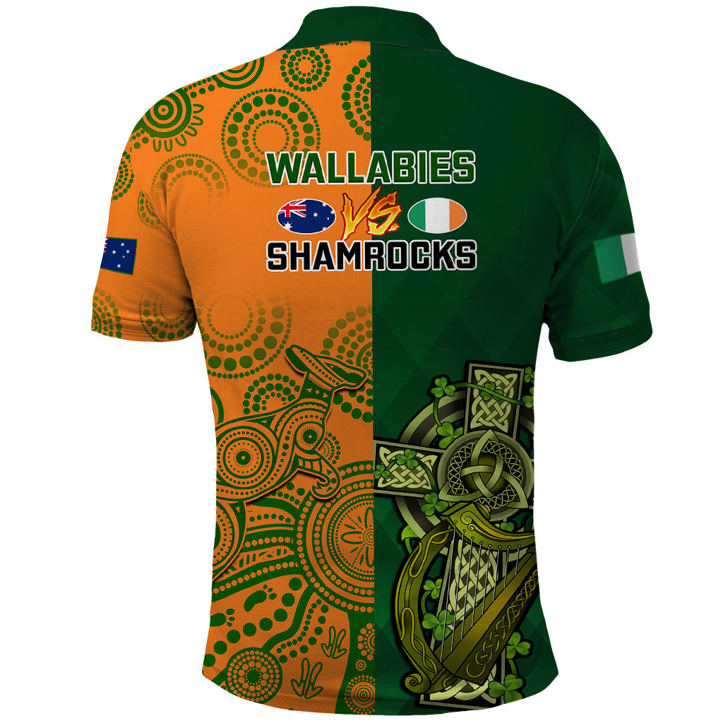Australia And Ireland Rugby Polo Shirt 2023 World Cup Walllabies With Shamrocks - Wonder Print Shop
