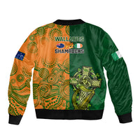 Australia And Ireland Rugby Sleeve Zip Bomber Jacket 2023 World Cup Walllabies With Shamrocks - Wonder Print Shop