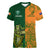 Australia And Ireland Rugby Women V Neck T Shirt 2023 World Cup Walllabies With Shamrocks - Wonder Print Shop