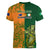 Australia And Ireland Rugby Women V Neck T Shirt 2023 World Cup Walllabies With Shamrocks - Wonder Print Shop