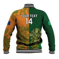 Custom Australia And Ireland Rugby Baseball Jacket 2023 World Cup Walllabies With Shamrocks - Wonder Print Shop