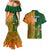 Custom Australia And Ireland Rugby Couples Matching Mermaid Dress and Hawaiian Shirt 2023 World Cup Walllabies With Shamrocks - Wonder Print Shop