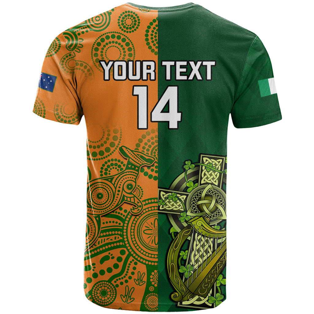 Custom Australia And Ireland Rugby T Shirt 2023 World Cup Walllabies With Shamrocks - Wonder Print Shop