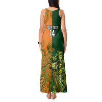 Custom Australia And Ireland Rugby Tank Maxi Dress 2023 World Cup Walllabies With Shamrocks - Wonder Print Shop