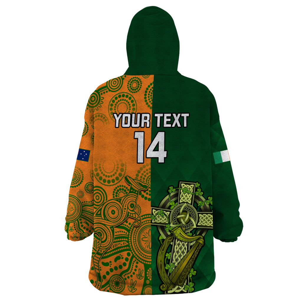 Custom Australia And Ireland Rugby Wearable Blanket Hoodie 2023 World Cup Walllabies With Shamrocks - Wonder Print Shop