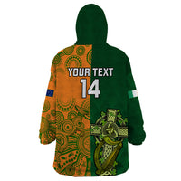 Custom Australia And Ireland Rugby Wearable Blanket Hoodie 2023 World Cup Walllabies With Shamrocks - Wonder Print Shop