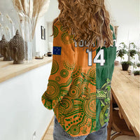 Custom Australia And Ireland Rugby Women Casual Shirt 2023 World Cup Walllabies With Shamrocks - Wonder Print Shop