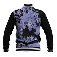 Purple Hawaii Baseball Jacket Tapa Cloth Mix Tropical Flowers Pastel Vibes - Wonder Print Shop