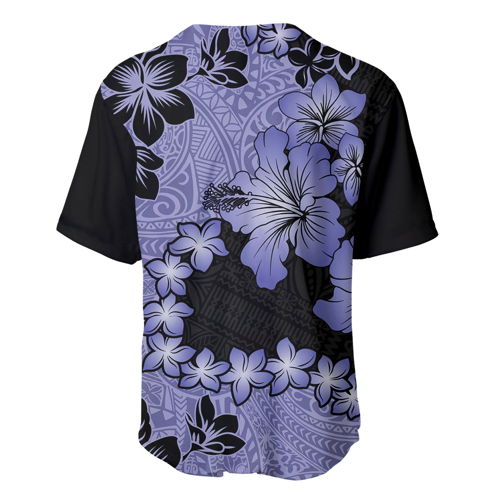 Purple Hawaii Baseball Jersey Tapa Cloth Mix Tropical Flowers Pastel Vibes - Wonder Print Shop