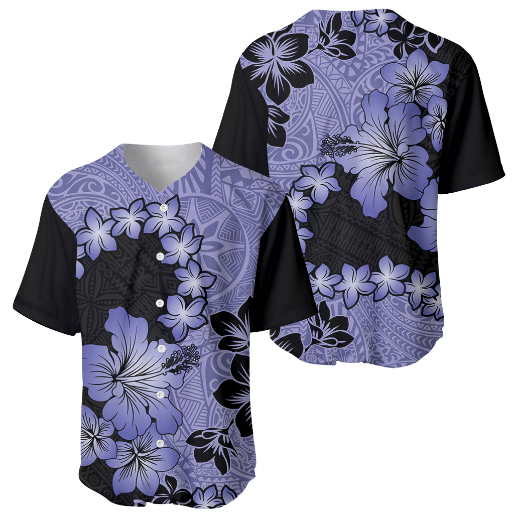 Purple Hawaii Baseball Jersey Tapa Cloth Mix Tropical Flowers Pastel Vibes - Wonder Print Shop