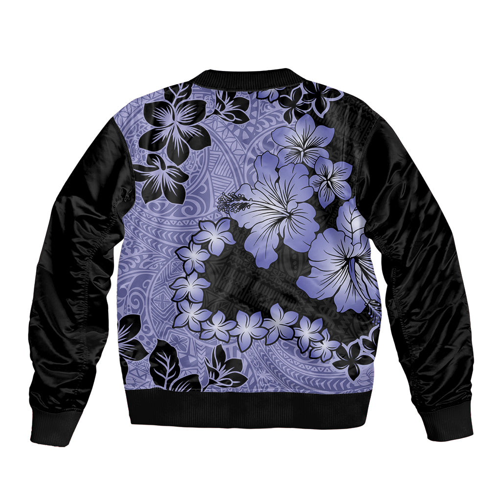 Purple Hawaii Bomber Jacket Tapa Cloth Mix Tropical Flowers Pastel Vibes - Wonder Print Shop