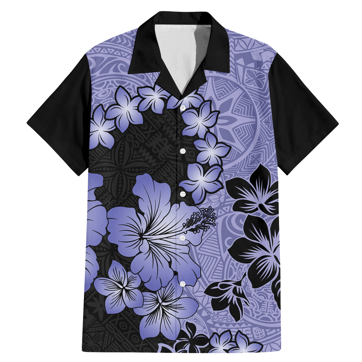 Purple Hawaii Family Matching Mermaid Dress and Hawaiian Shirt Tapa Cloth Mix Tropical Flowers Pastel Vibes - Wonder Print Shop