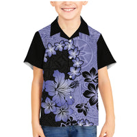 Purple Hawaii Family Matching Mermaid Dress and Hawaiian Shirt Tapa Cloth Mix Tropical Flowers Pastel Vibes - Wonder Print Shop