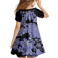 Purple Hawaii Family Matching Off Shoulder Long Sleeve Dress and Hawaiian Shirt Tapa Cloth Mix Tropical Flowers Pastel Vibes - Wonder Print Shop