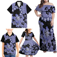 Purple Hawaii Family Matching Off Shoulder Maxi Dress and Hawaiian Shirt Tapa Cloth Mix Tropical Flowers Pastel Vibes - Wonder Print Shop