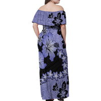 Purple Hawaii Family Matching Off Shoulder Maxi Dress and Hawaiian Shirt Tapa Cloth Mix Tropical Flowers Pastel Vibes - Wonder Print Shop
