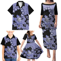 Purple Hawaii Family Matching Puletasi Dress and Hawaiian Shirt Tapa Cloth Mix Tropical Flowers Pastel Vibes - Wonder Print Shop