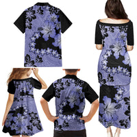 Purple Hawaii Family Matching Puletasi Dress and Hawaiian Shirt Tapa Cloth Mix Tropical Flowers Pastel Vibes - Wonder Print Shop